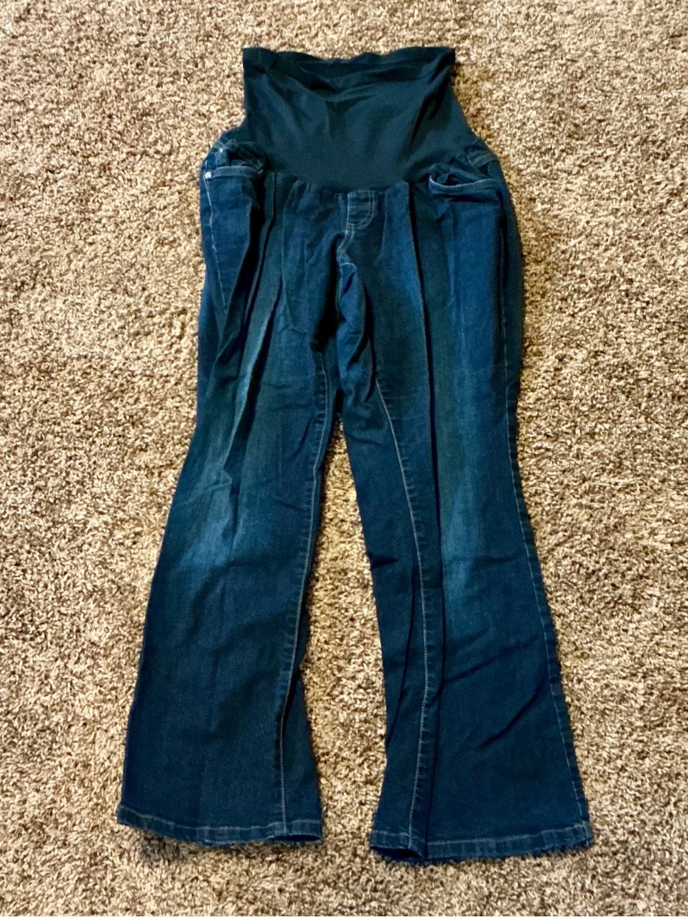 Maternity Dark Blue Flare Jeans with Stretch Panel women’s plus size 2X indigo b
